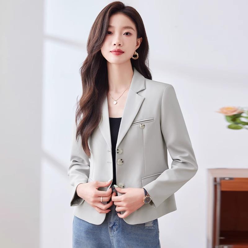 レディース スーツジャケット 入学式 ママ 春秋 ハイエンド ショート トップ スリム フィット シングルブレスト カジュアル おしゃれ ビジネス ワーク オフィス 通勤
