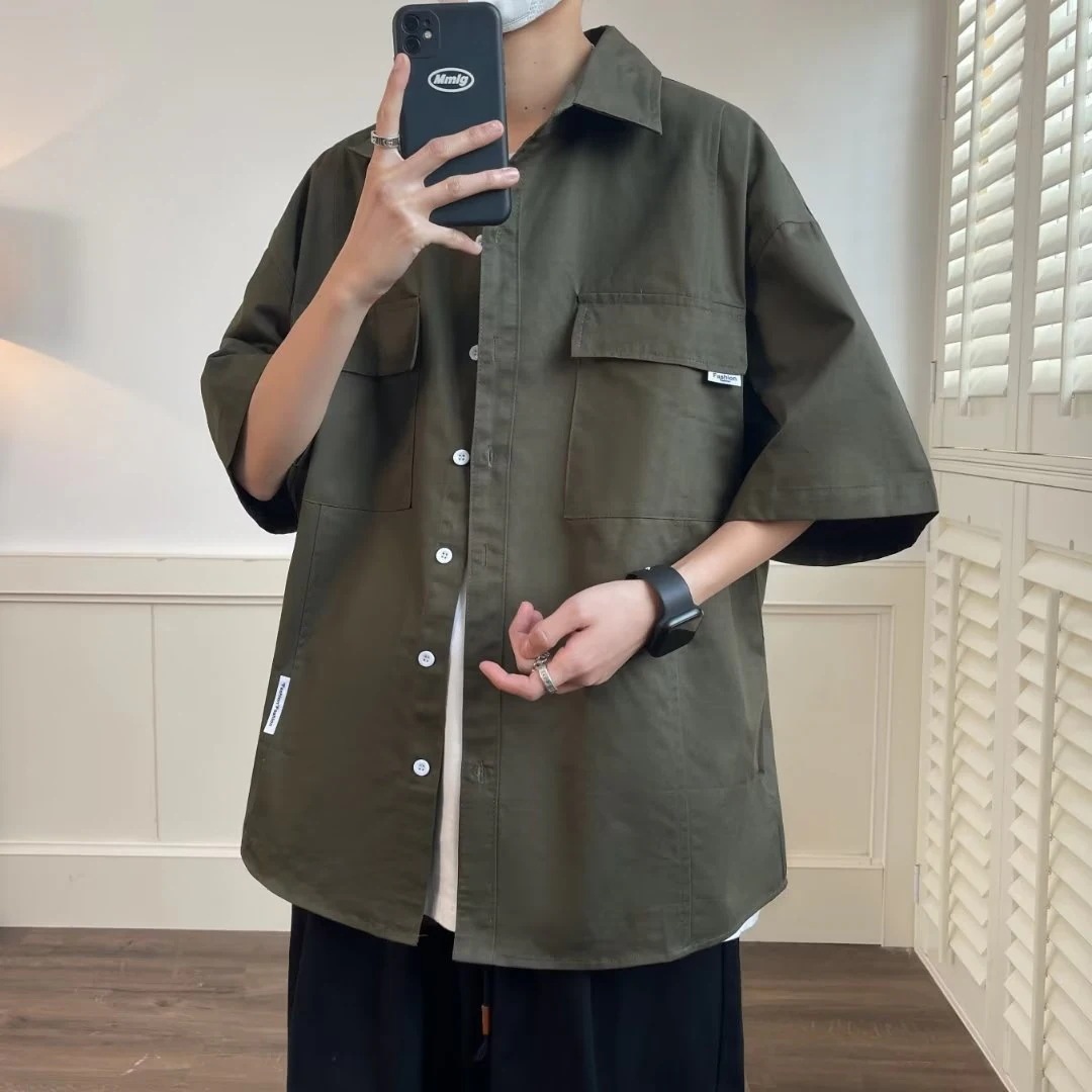 【超お得1つ買うと10個もらえる】メガ割メンズファッション シャツ ワークウェア 半袖シャツ メンズ 日本製 ゆったり アメカジ 五分袖シャツ