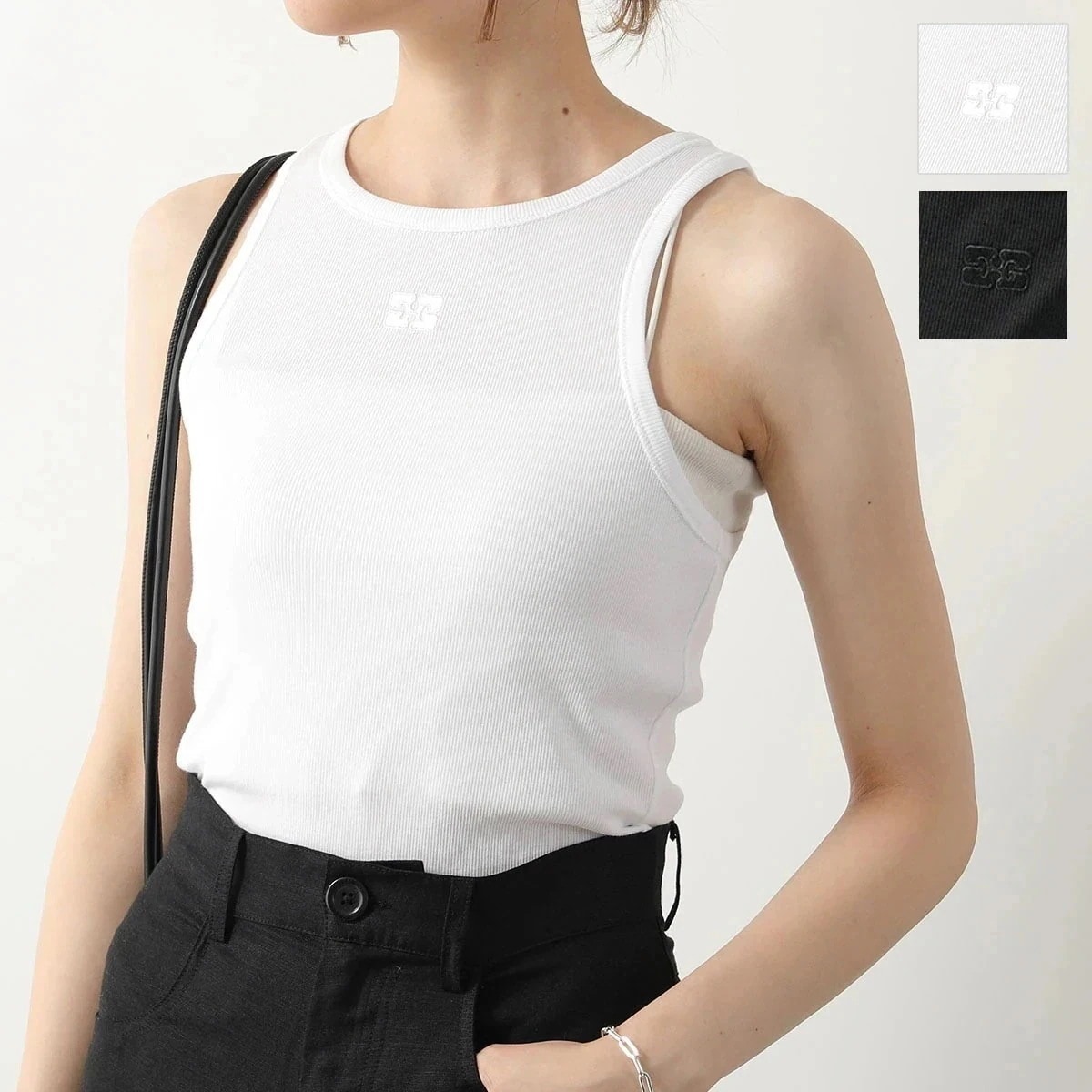 GANNI ガニー タンクトップ SOFT COTTON RIB TANK TOP T3897 T3898 3675 レディース アメリカンスリーブ アメスリ】