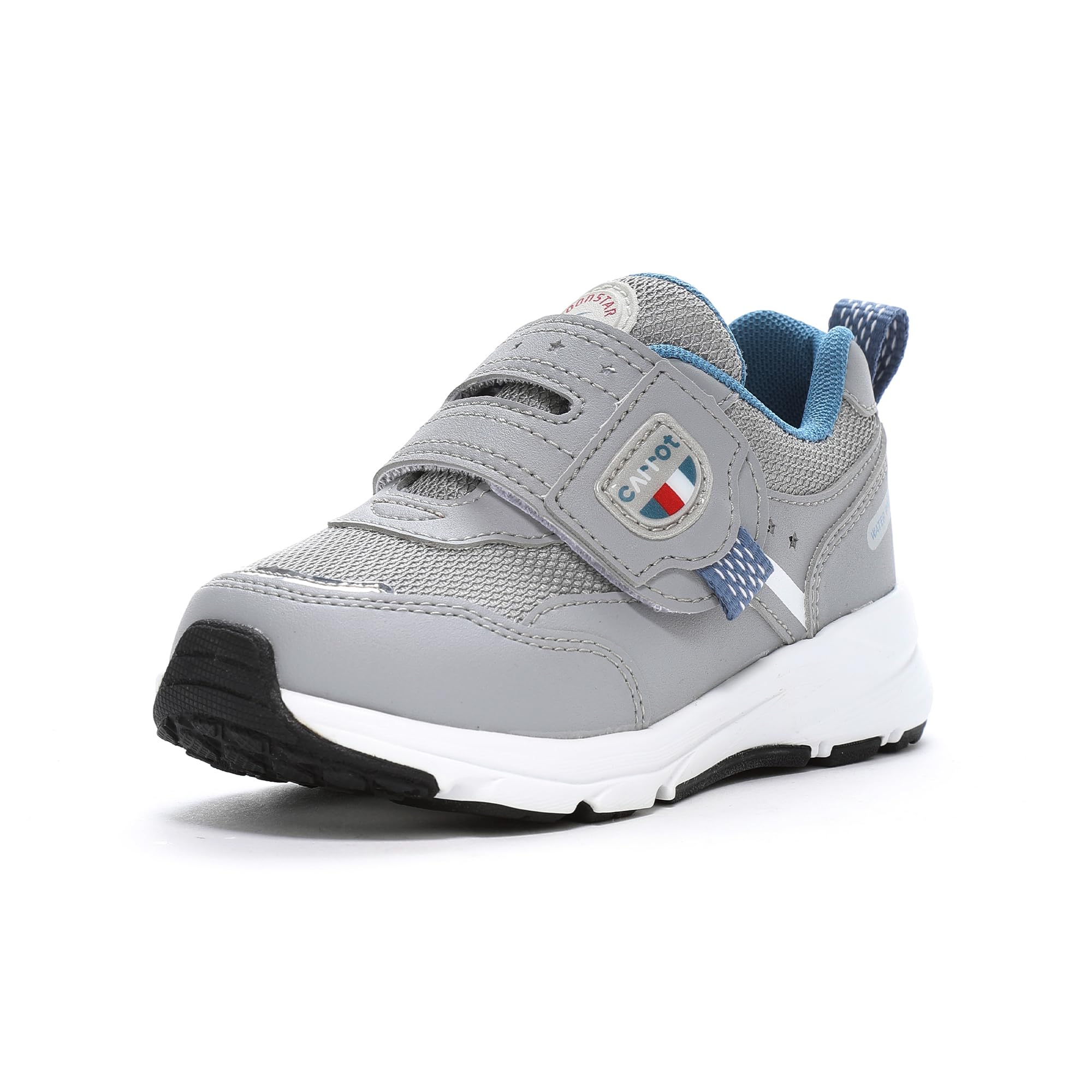 [キャロット] スニーカー 運動靴 防水 晴雨兼用 3E 幅広 マジック 14cm~21 0.5有 キッズ 男の子 女の子 グレイ 16.5 cm