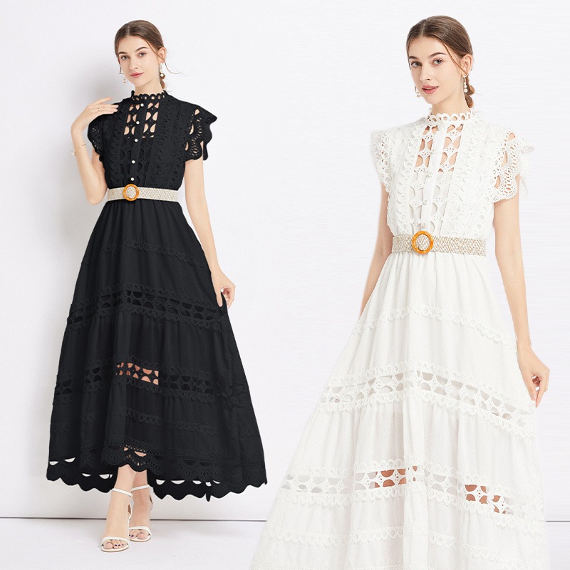 ワンピース レディース 春夏 半袖 マキシワンピース ワンピ レースドレス きれいめ 上品 着痩せ オシャレ