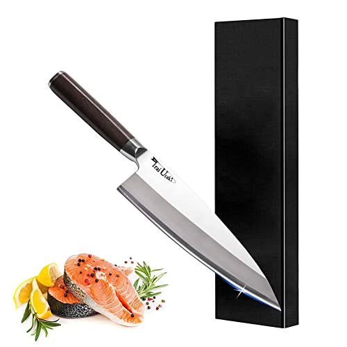 Irai Utaki 包丁 魚捌き 出刃包丁 180mm 片刃 切れ味がよく ドイツ4166鋼 シェフナイフ 魚切り 料理包丁 天然木ハンドル 家での魚さばき・身卸しをもっと簡単に