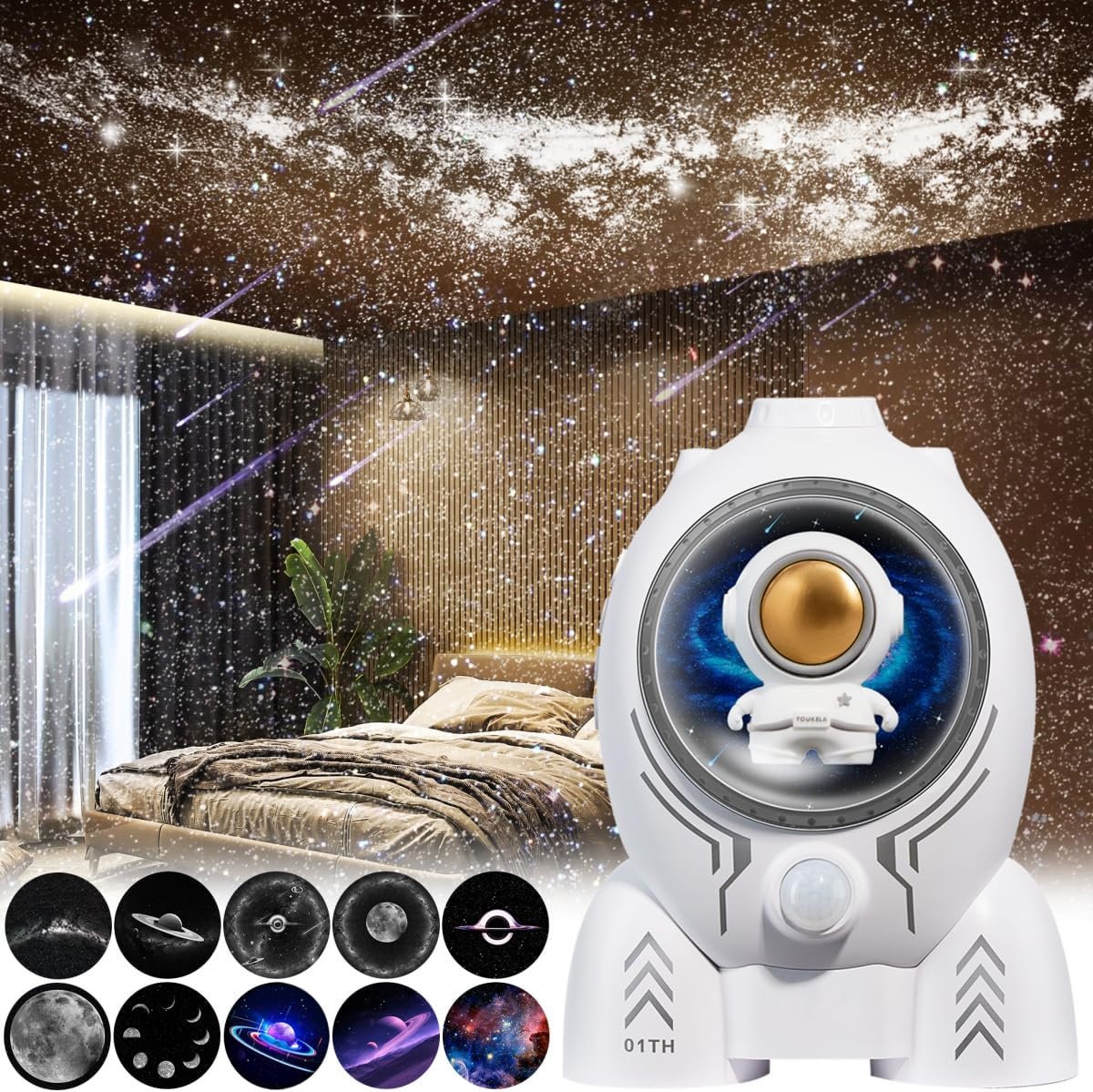お一人様1点10種類映画フィルム プラネタリウム 家庭用 本格的 子供 人気 星空 天の川 星雲 ギャラクシー 月 天体 広範囲投影 飛行船投影ライト ベッドサイドランプ 星空ライト タイマー機能 3