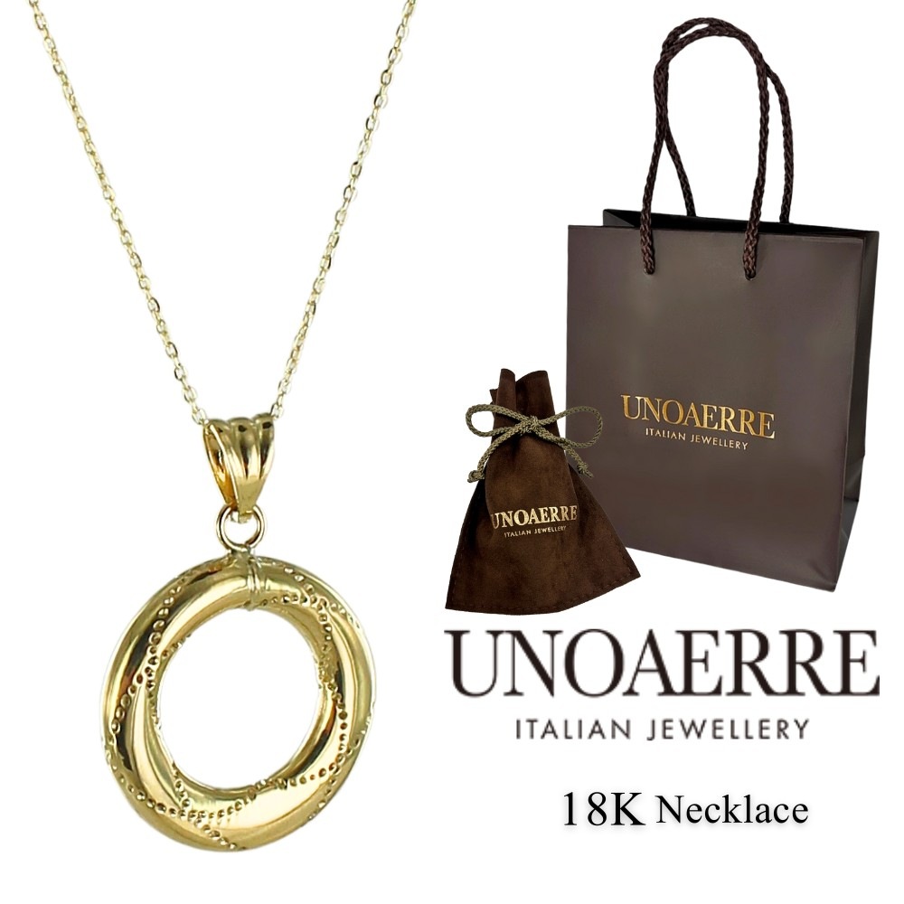 ウノアエレ ショッパー付き ネックレス レディース 18K 18金 イエローゴールド 誕生日プレゼント 女性 妻 ペンダント チェーンネックレス おしゃれ ゴールド イタリア製 K18 金 ギフト 贈