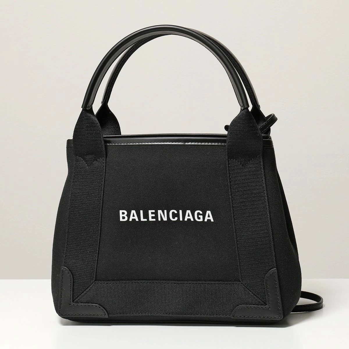 BALENCIAGA バレンシアガ 390346 2HH3N NAVY CABAS XS AJ キャンバス トートバッグ ショルダーバッグ ポーチ付き 鞄 1000/BLACK-BLACK レディース