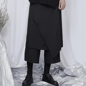 メンズファッション多層不規則カジュアルパンツ新しいシンプルなトレンドルーズワイドレッグパンツ