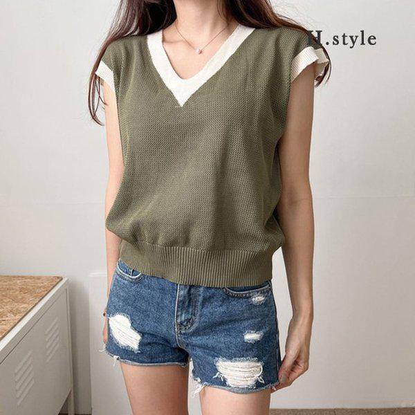 HスタイルJBパドルVネックリネンTシャツ/夏/半袖/リネンTシャツ/マティーシャツ/バカンス/デイリー 4,654円