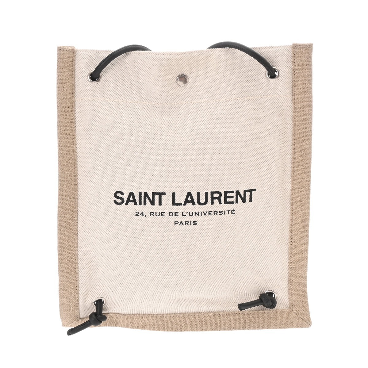 SAINT LAURENT サンローラン フラット クロスボディバッグ ベージュ/ブラック 710272 メンズ キャンバス ショルダーバッグ Aランク 中古 銀蔵