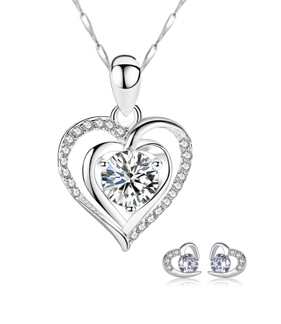 [PAVOI] ネックレス ピアス セット 高級ジルコニア ペンダント シルバーネックレス 金属アレルギー対応 人気 女性 誕生日 クリスマス プレゼント ギフト ボックス付き