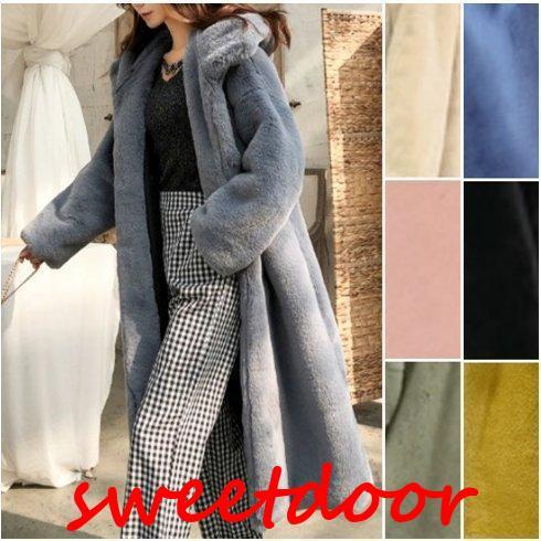 ファーコート ロングコート アウター レディース 秋冬 秋 冬 大きいサイズ ロング丈 おしゃれ 可愛い フェイクファー ゆったり もこもこ フード付き 無地