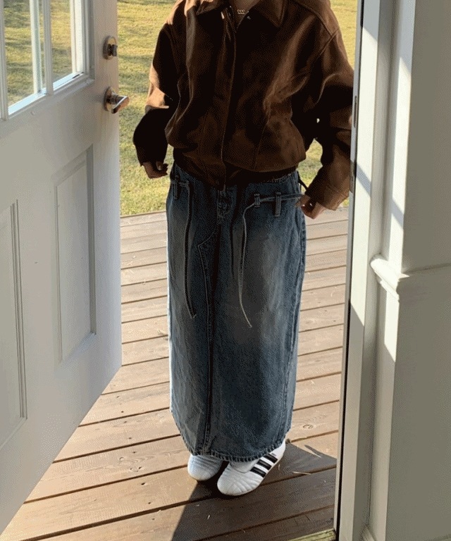 Best) ロー ベルト デニム ロング スカート [スカート/デニムスカート/ロングスカート/マキシ/秋コーディネート/コーディネートおすすめ/ミニマル/カジュアル/yk2]