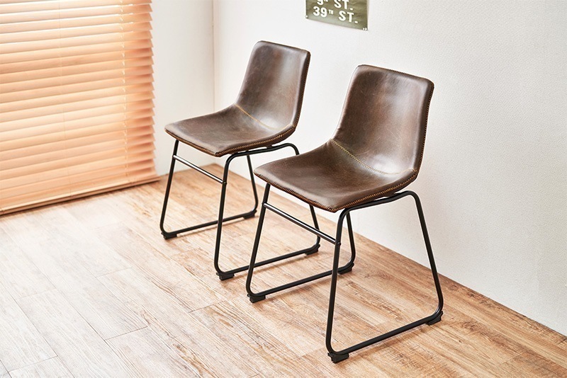 ダイニングチェア 椅子 2脚セット おしゃれ 本革のようなレザー 軽量 コンパクト デスクチェア チェア いす イス 座面高48cm
