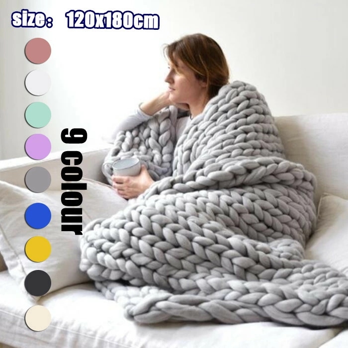 スーパーチャンキーニット 不可 ブランケット 編みブランケット ブランケット アクリル100％ ソファカバー ニット ひざ掛け 肩掛け 寝具 毛布 大判 超極太ニット 毛糸 ローゲージニット おしゃれ
