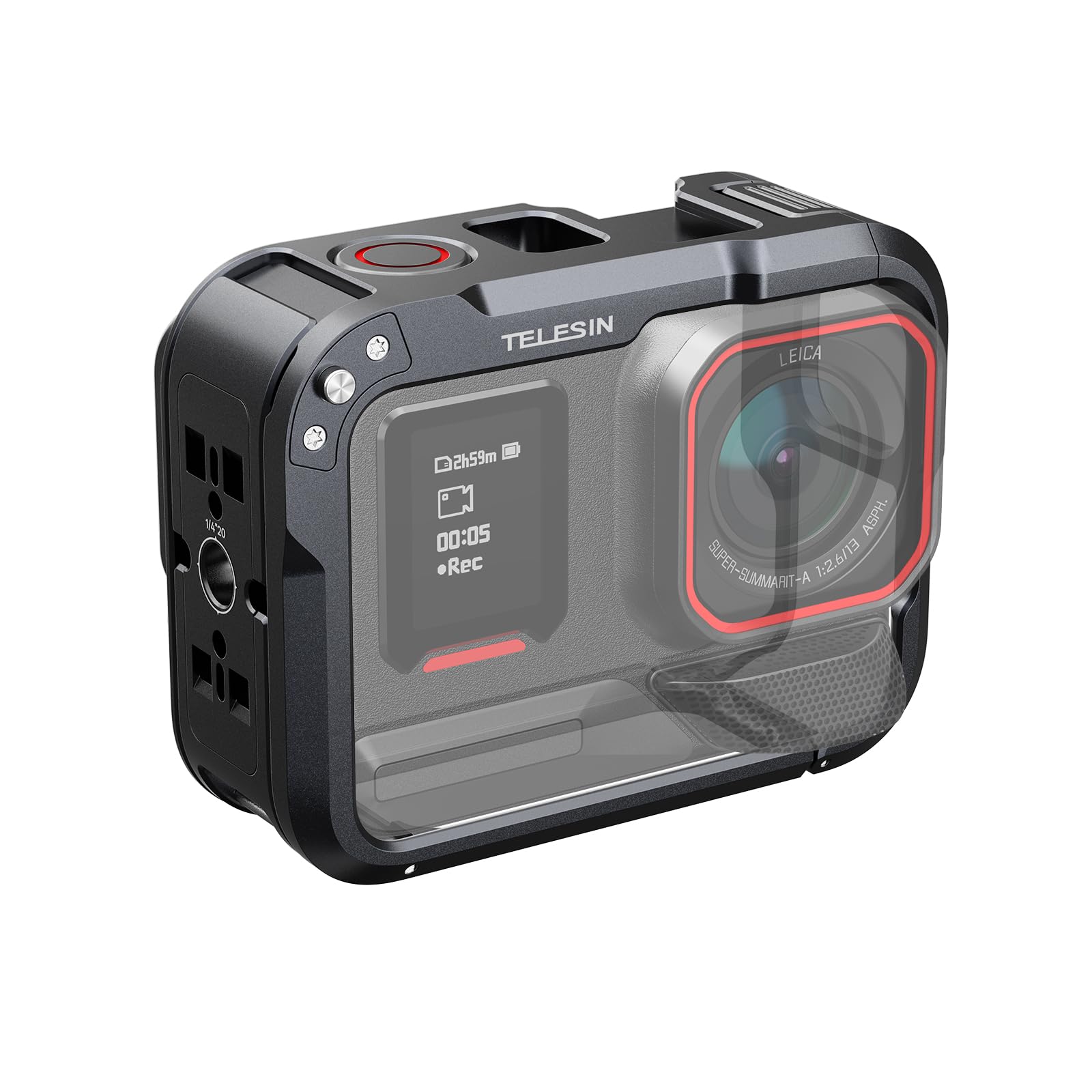 TELESIN アルミ合金ケージ Insta 360 Ace Pro 2/Ace Pro対応 縦横撮影 保護フレーム 接続可能 三脚 自撮り棒 補光ライト マイクなど 1/4インチネジ穴コールドシュ