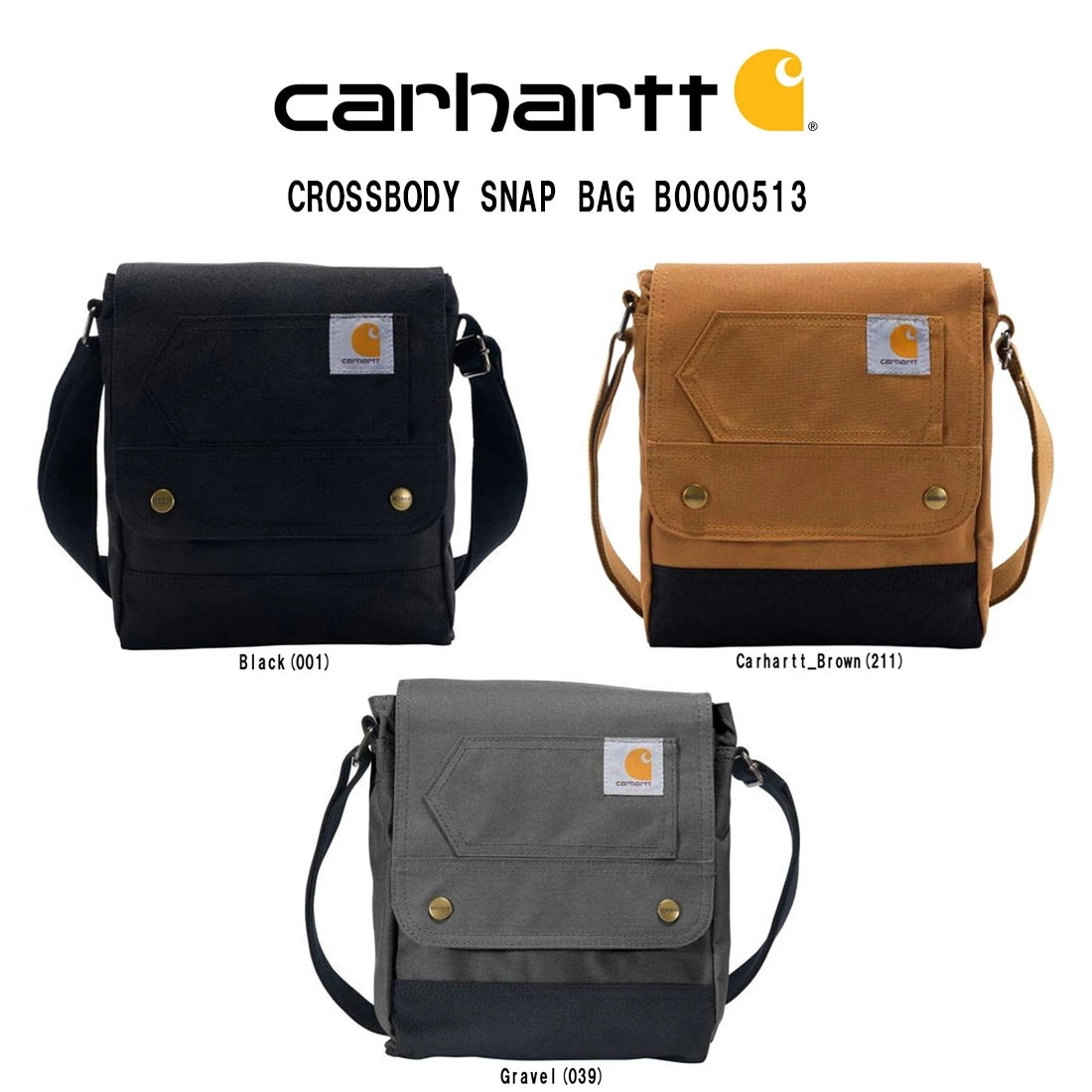 Carhartt ショルダーバッグ フラップ バッグ 斜めがけ クロスボディ ロゴ アウトドア 鞄 通勤 通学 メンズ レディース B0000513