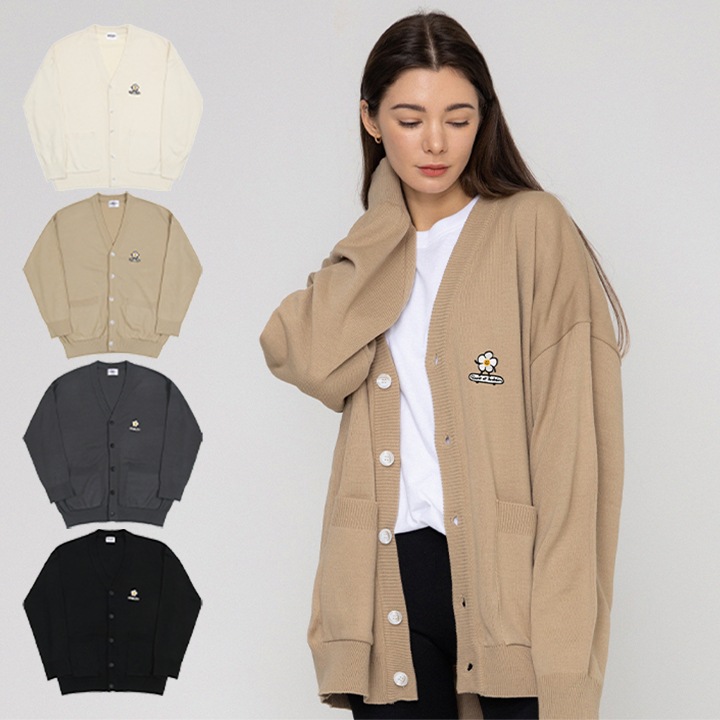 [UNISEX]Flowerboard embroidered knit cardigan_4color