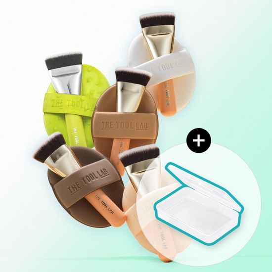 【happyrim pick】 【ヘリム先生】THE TOOL LAB 超密着デュオ（アクア/ しっとり/ カバー/ さらさら/ エアリー）/ オリジナル光彩パフ/ メイクパフ/ 透明ケースを追加プレ