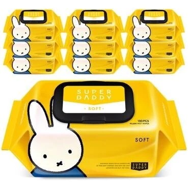 スーパーダディ 低刺激 ベビーウェットティッシュ ソフトキャップ型（100枚*10パック）