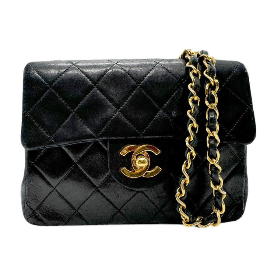 シャネル CHANEL ショルダーバッグ ラムスキン ブラック ゴールド レディース n0662