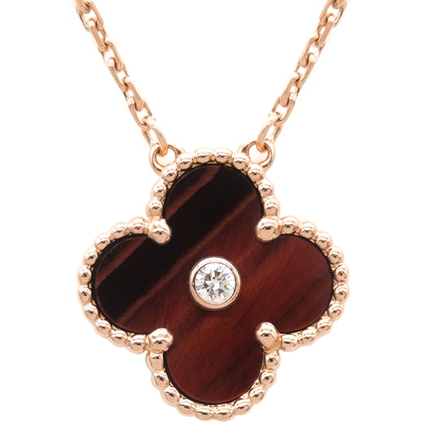 ヴァンクリーフアーペル Van Cleef & Arpels ネックレス ヴィンテージアルハンブラ ペンダント K18PG ダイヤモンド ブルズアイ ブラウンXローズゴールド 2017年 ホリデー 限
