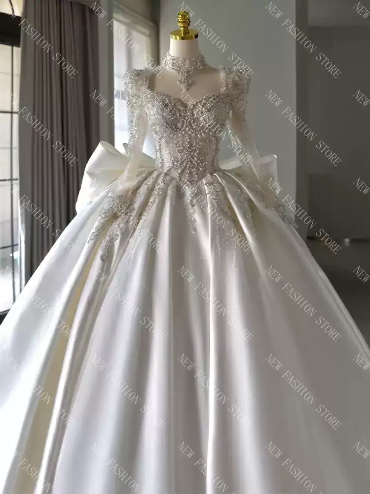 ウェディングドレス新型フレンチレトロ長袖ウェディングドレスワンピース-22 14,402円