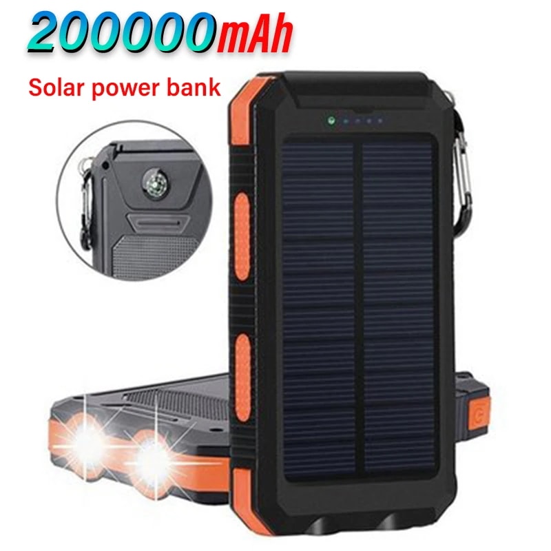 屋外ソーラー充電器,ポータブル外部バッテリー,防水パネル,充電式懐中電灯,5v,200000mah,新品 - 509