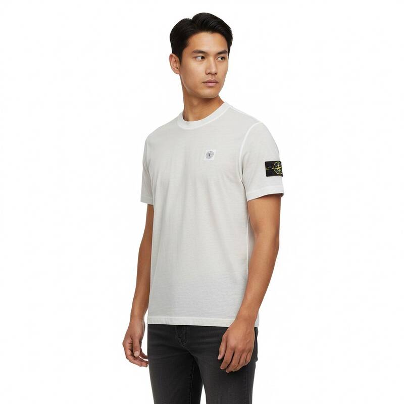 ディモント・ストーン メンズ コンパスロゴパッチ半袖Tシャツ（パールグレー） L1S15 2100026 S0057 V0161