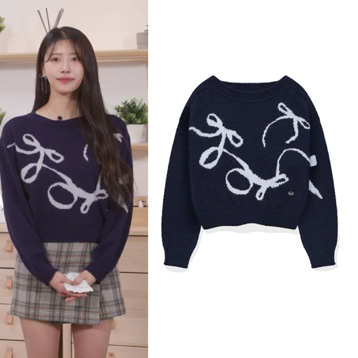 【イミジュ着用】2024 S/S フローイング リボン ニット ネイビー