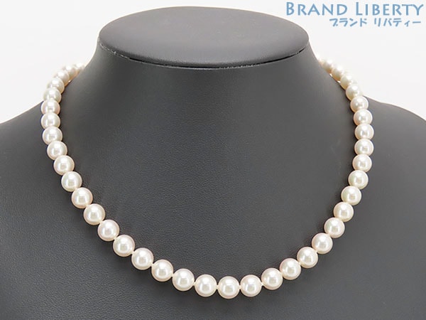 ほぼ新品ミキモトパールネックレス51珠アコヤ真珠8.0mm-8.4mmパールシルバーアコヤ真珠Au750K18WGホワイトゴールド