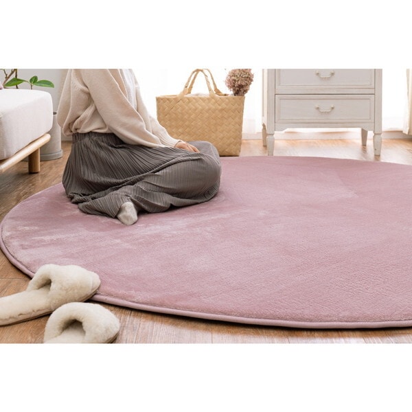 240620671 メレンゲタッチの洗える低反発ラグ 撥水機能付き 直径185 ピンク メーカー直送