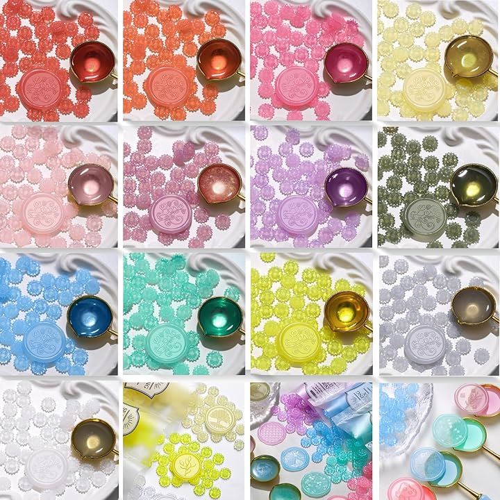 13色 1300粒 シーリングワックス 半透明 ひまわりシーリングスタンプ 封蝋 手紙 レター 結婚式 招待状