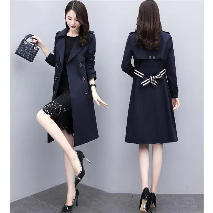 スプリングコート レディース トレンチコート 春コート 細身 ロング丈 スリム 通勤 美品 春 秋