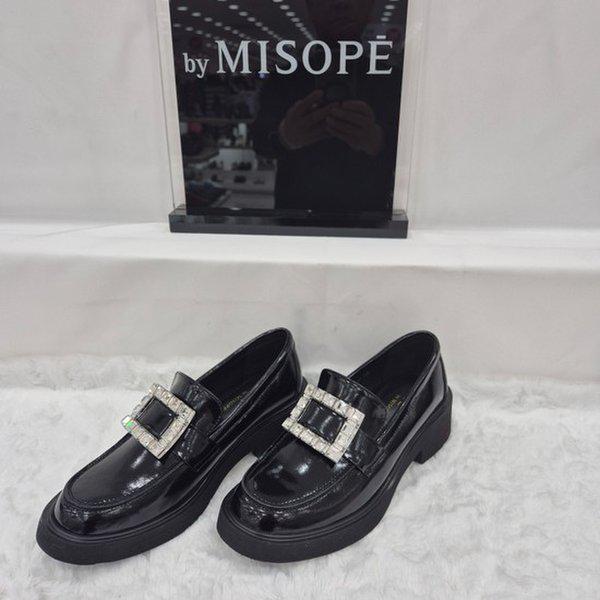 By 女性 ジュエリー装飾ポイントローファー 112HT419FH009 BLACK 4 JJ