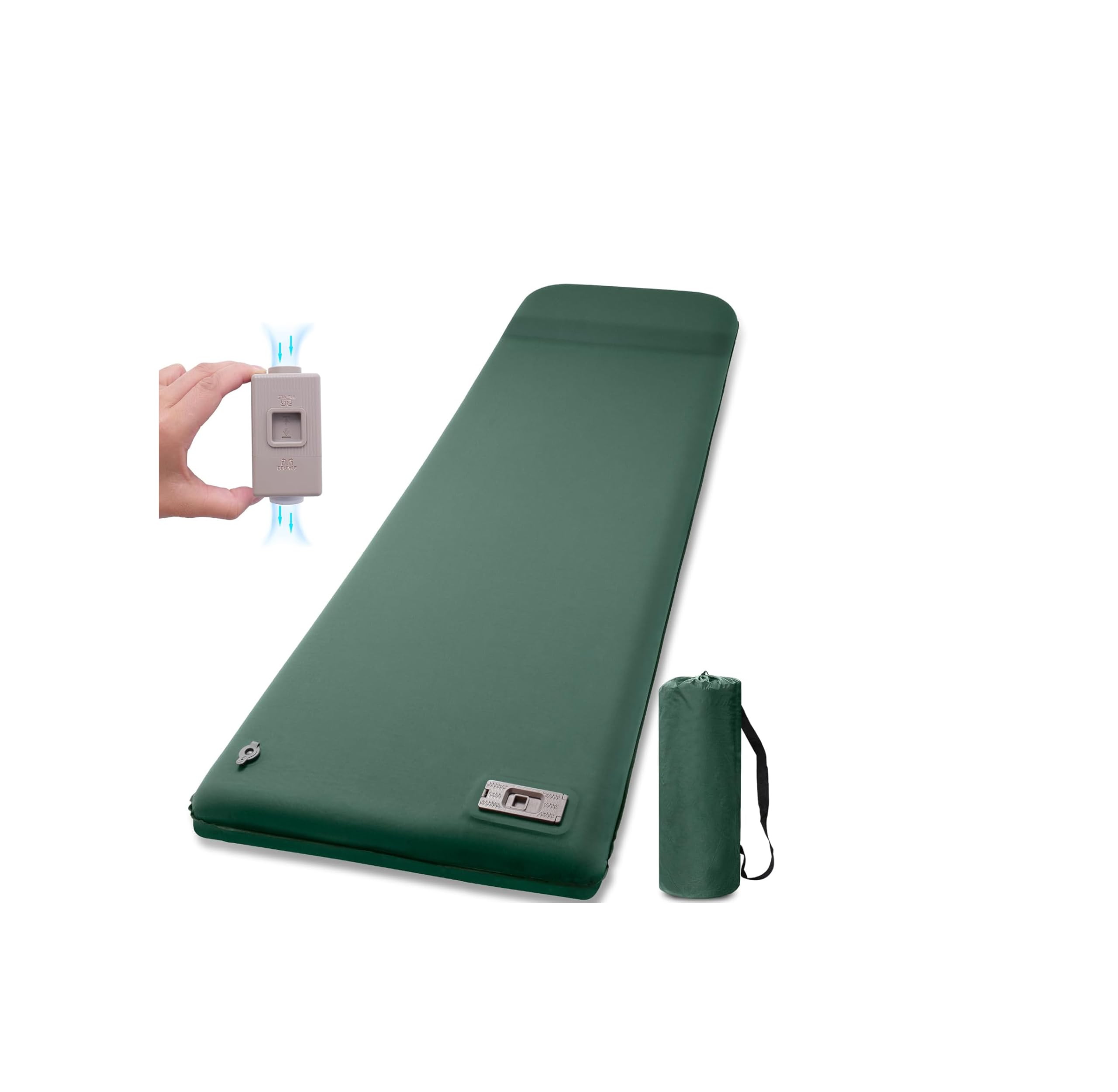 MFDXWCV エアーマット電動ポンプ内蔵 キャンプマット ワンボタンで自動空気を入れる/抜く インフレーターマット エアマット 8cm厚手 R値9.5 収納袋付き (グリーン)