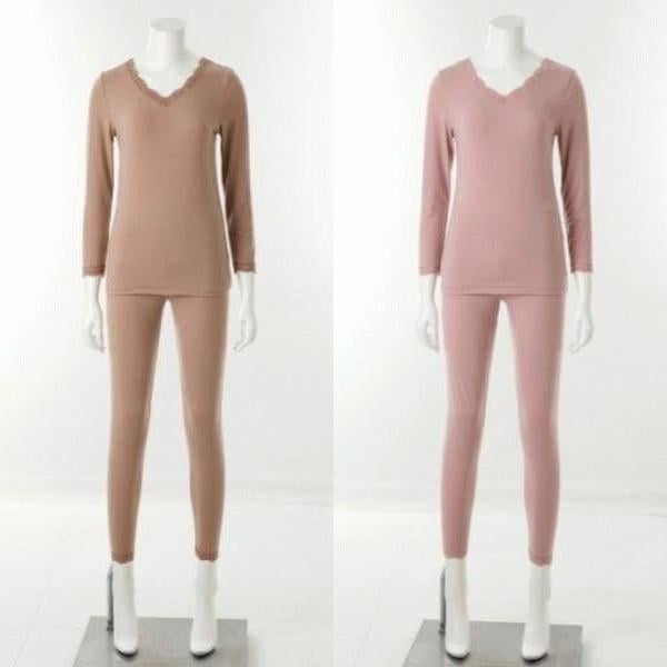 プラス トップス ポリ起毛レース レディース肌着セット VLGQ036SSG