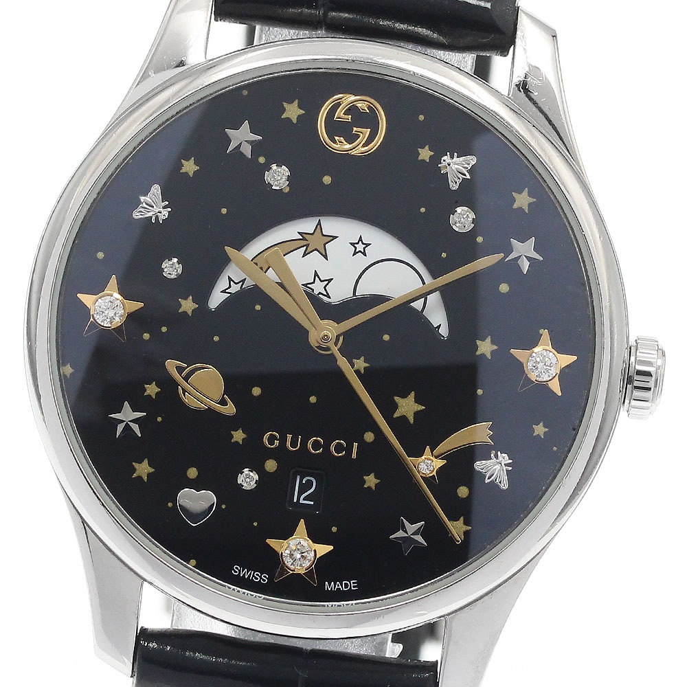 グッチ GUCCI 126.4/YA1264091 Gタイムレス ムーンフェイズ クォーツ レディース 内箱・保証書付き_944908【中古】