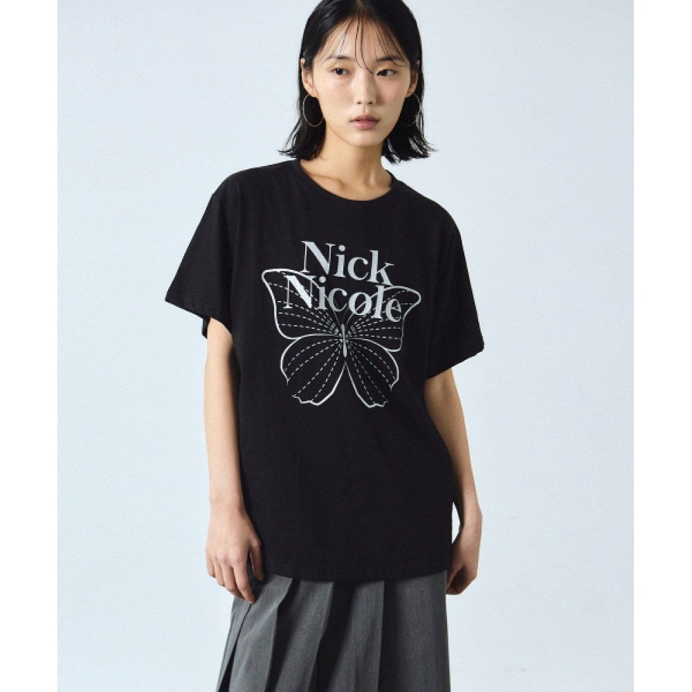 ニック&ニコールビッグバタフライスリーブトップ_ブラックスライバー