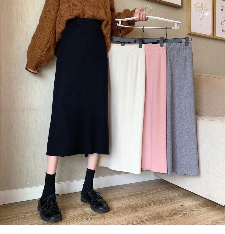 スカート 膝下 ミディアム丈 サイドスリット ハイウエスト かわいい 可愛い シンプル カジュアル 上品 おしゃれ 可愛い 女子 こなれ感 ラフ ラブリー キュート ガーリー ルーズ
