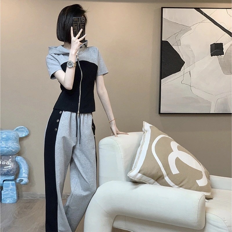 オールインワンセットアップセットアップセットアップ 2024夏 夏服 レディース 着痩せ 日焼け防止 ロングズボン キャミソール 二点セット カジュアル 運動 ゆったり 韓国ファッション ルームウ