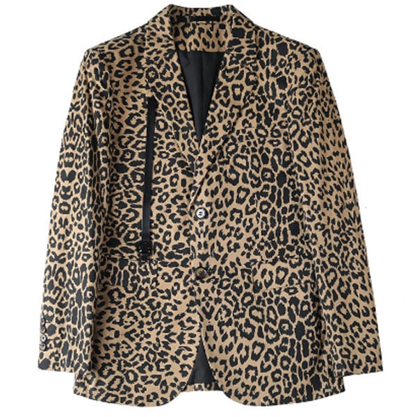 ヒョウ柄 アニマル柄 レオパード柄 テーラードジャケット メンズ スーツ 薄手 アウター ブレザー 細身 紳士服 ジャケット トップス