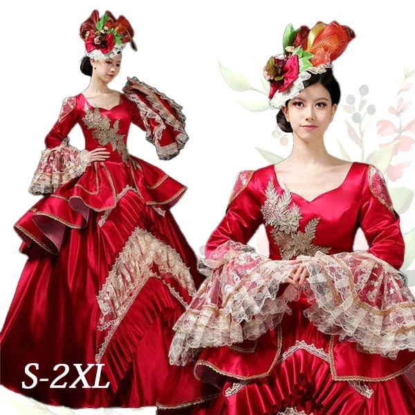 驚きの安さカラードレス ロングドレス ゴールド 刺繍が豪華な中世貴族風 お姫様ドレス 舞台衣装やステージ衣装 ロング丈のプリンセス d9283c0c0c6