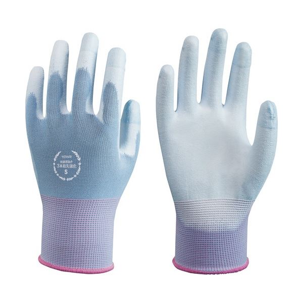 （まとめ）東和 トワロン ウレタン背抜き手袋 快適背抜き 3本指先強化 S 青/白 1双[x10]