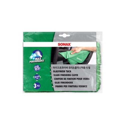 ソナックスマイクロファイバーガラスプラスチック用タオル3枚鮮やかな視界きれいな洗車自動車メンテナンス管理用品