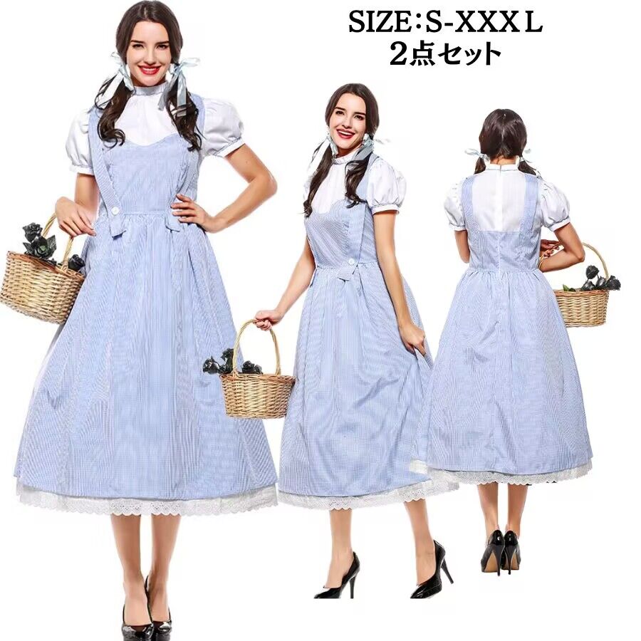 ハロウィンコスプレ メイド プリンセスドレス ハロウィン 不思議の国のアリス メイド 仮装 ワンピース コスプレ衣装 アリス お姫様 エプロン 大人用 かわいい 可愛い メイド服 女性 余興 可愛いコ