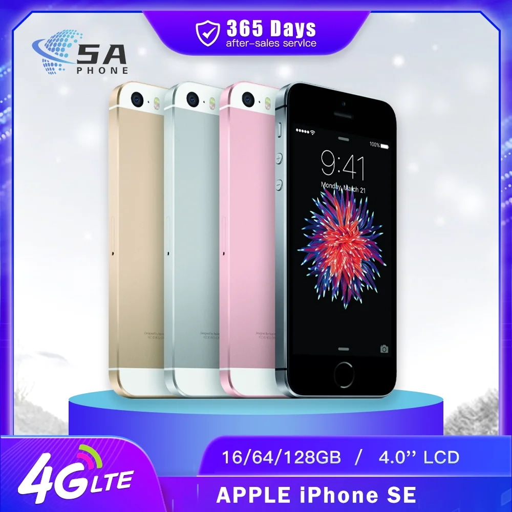 Apple-iPhone SE 4G携帯電話,a1662,a1723,4.0インチ,2GB RAM, 16 GB, 64GB, 128GB ROM,12mp 1.2mp,touch id,a9デュア