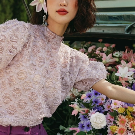 レディース トップス カットソー 半袖 パフスリーブ タートルネック フェミニン もこもこ ふわふわ タッセル かわいい 大人可愛い シンプル カジュアル おしゃれ エキゾチック ラフ ガーリー 10,230円