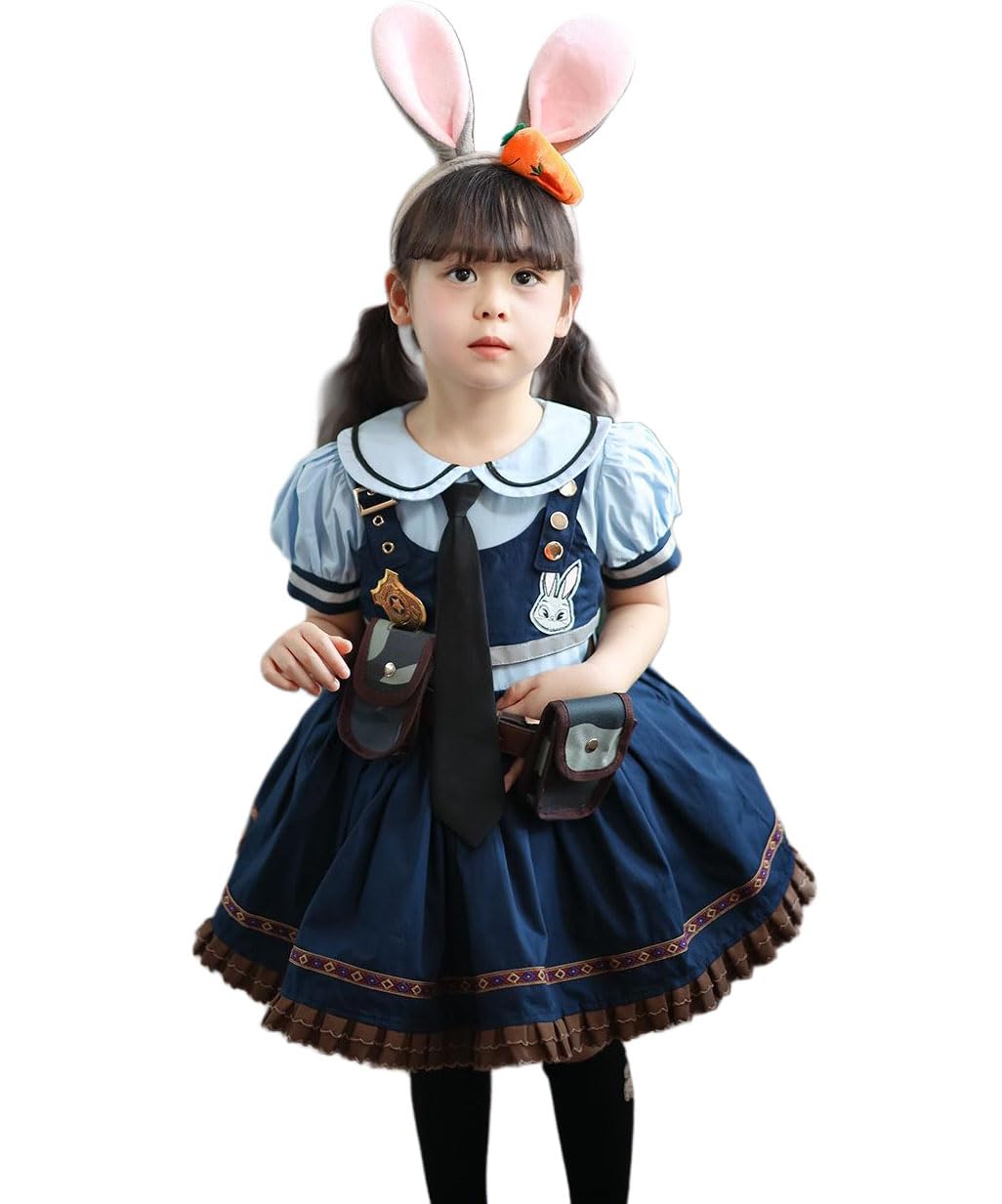 セーラー風 コスプレ衣装セット帽子・ワンピース・アクセサリー付きネイビー子供用