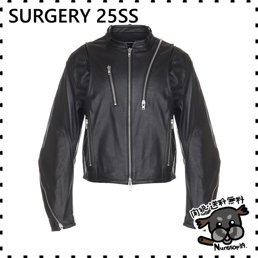 【SURGERY】croissant sleeves leather jacket black 102,740円