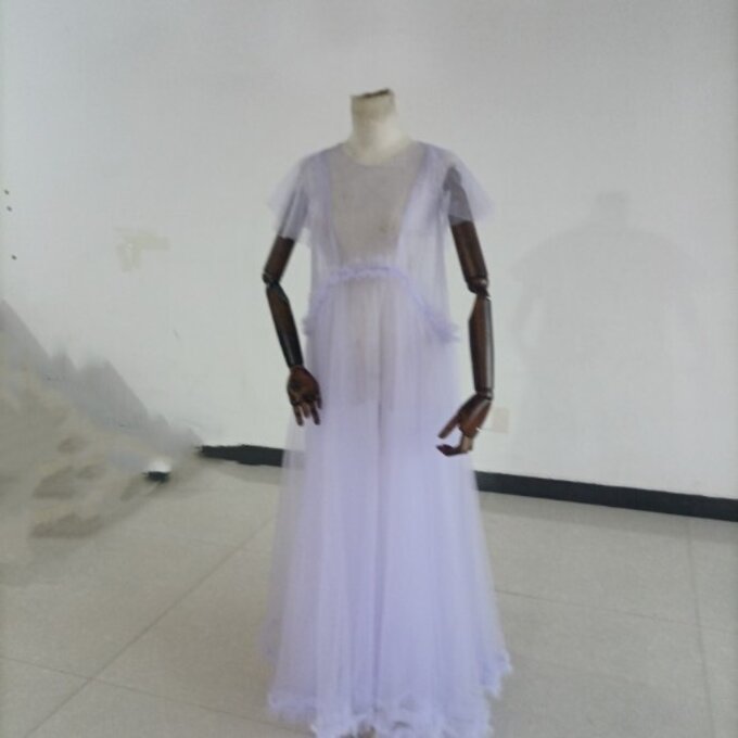 妊婦ドレス マタニティ 写真撮影グレー シースルー ワンピース ソフトチュール オーダーメイド 15,584円