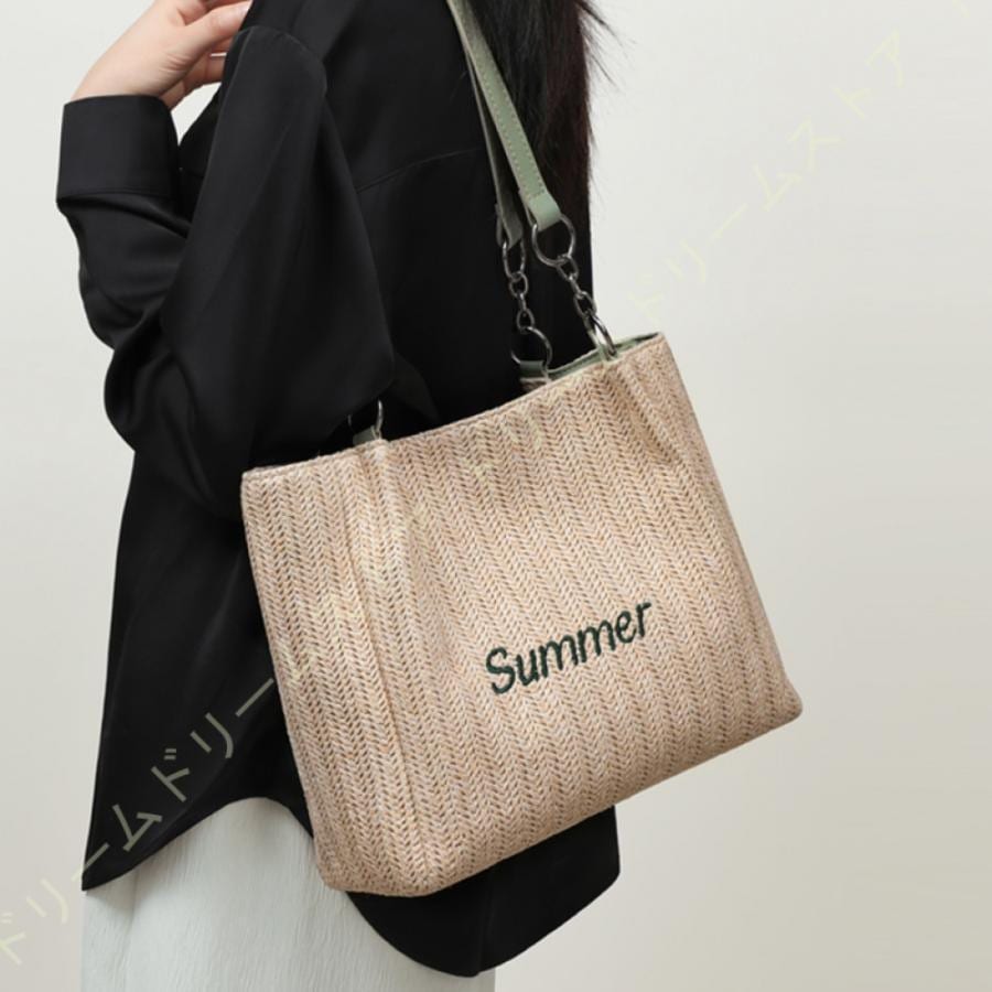 トートバッグ レディース 大容量 多機能 わら編み 通勤 通学 肩掛け 収納バッグ 手提げ ファッション A4対応 大きめ 通勤バッグ ショルダーバッグ エコバッグ